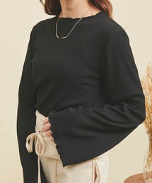 【150㎝前後の小柄さんサイズ】フレアスリーブリブトップス