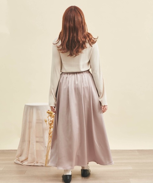 mil（ミル）の「【150㎝前後の小柄さんサイズ】フレアスリーブリブトップス（Tシャツ/カットソー・レディース・ブラック/アイボリー/ベージュ・XS/S）」の8枚目の写真