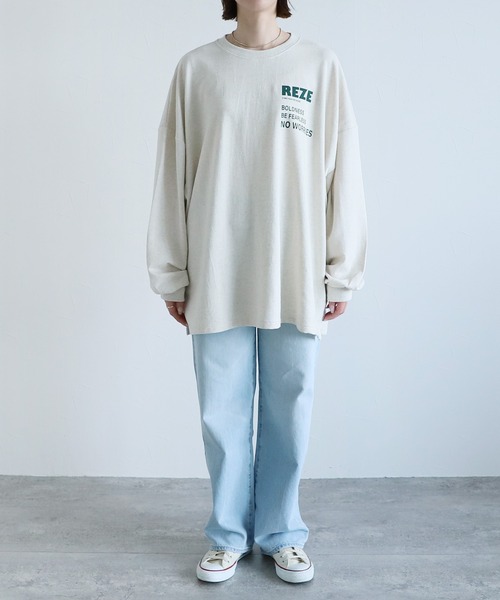 reca(レカ)の「大人ルーズなロゴロンTシャツ(Tシャツ/カットソー・レディース・オートミール/チャコールグレー/オフホワイト・FREE)」の8枚目の写真
