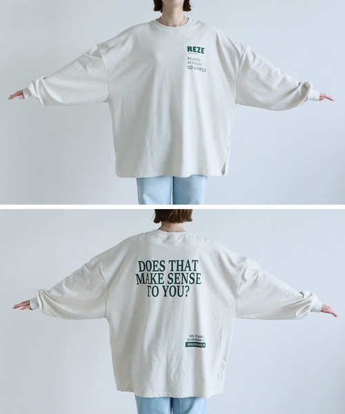 reca(レカ)の「大人ルーズなロゴロンTシャツ(Tシャツ/カットソー・レディース・オートミール/チャコールグレー/オフホワイト・FREE)」の11枚目の写真