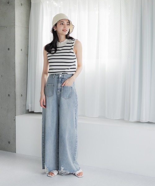 coca(coca)(コカ)の「バイカラースカラップハット(ハット・レディース・アイボリー/ブラック・ONE SIZE)」の10枚目の写真
