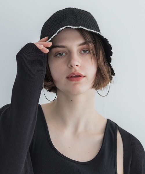 coca(coca)(コカ)の「バイカラースカラップハット(ハット・レディース・アイボリー/ブラック・ONE SIZE)」の3枚目の写真
