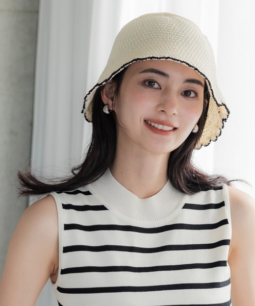 coca(coca)(コカ)の「バイカラースカラップハット(ハット・レディース・アイボリー/ブラック・ONE SIZE)」の11枚目の写真