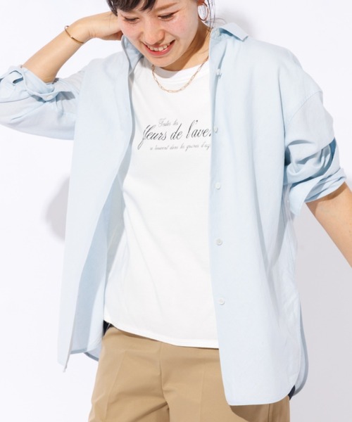 Rouge vif Anna(ルージュヴィフアンナ)の「綿麻レギュラーナチュラルシャツ(シャツ/ブラウス・レディース・サックスブルー/ベージュ/ホワイト/ダークベージュ/グレイッシュベージュ・フリー)」の5枚目の写真