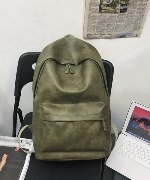 Miniministore(ミニミニストア)の「PUレザー リュックサック大容量男女兼用(バックパック/リュック・レディース・ピンク/ブラック/ブルー/グレー/アイボリー/オリーブ・FREE)」の1枚目の写真