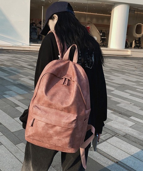 Miniministore(ミニミニストア)の「PUレザー リュックサック大容量男女兼用(バックパック/リュック・レディース・ピンク/ブラック/ブルー/グレー/アイボリー/オリーブ・FREE)」の6枚目の写真