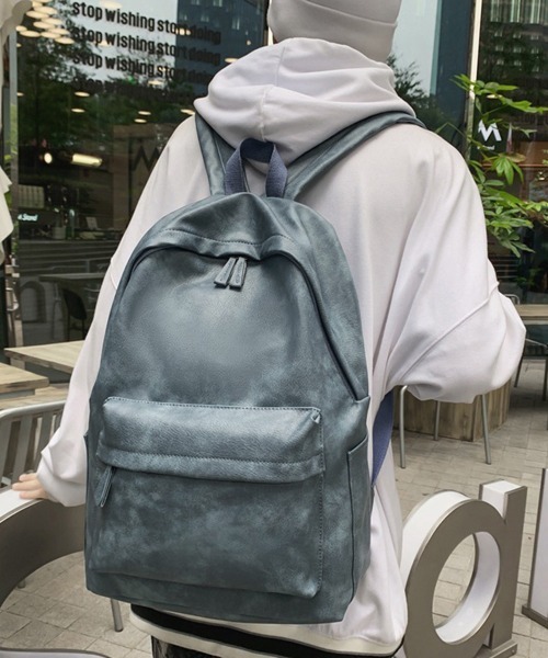 Miniministore(ミニミニストア)の「PUレザー リュックサック大容量男女兼用(バックパック/リュック・レディース・ピンク/ブラック/ブルー/グレー/アイボリー/オリーブ・FREE)」の2枚目の写真