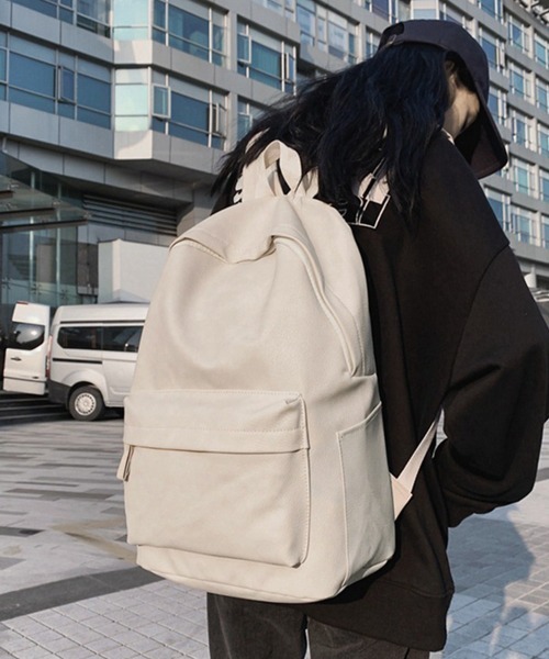 Miniministore(ミニミニストア)の「PUレザー リュックサック大容量男女兼用(バックパック/リュック・レディース・ピンク/ブラック/ブルー/グレー/アイボリー/オリーブ・FREE)」の3枚目の写真