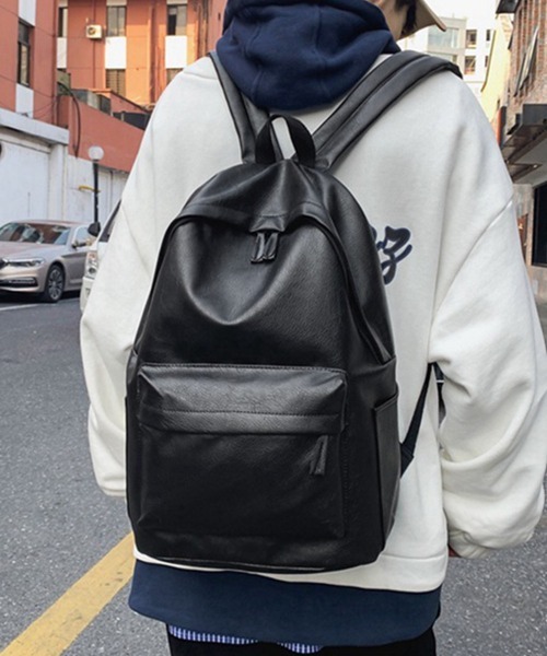 Miniministore(ミニミニストア)の「PUレザー リュックサック大容量男女兼用(バックパック/リュック・レディース・ピンク/ブラック/ブルー/グレー/アイボリー/オリーブ・FREE)」の4枚目の写真