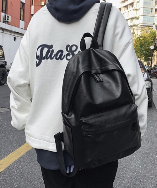 Miniministore(ミニミニストア)の「PUレザー リュックサック大容量男女兼用(バックパック/リュック・レディース・ピンク/ブラック/ブルー/グレー/アイボリー/オリーブ・FREE)」の7枚目の写真
