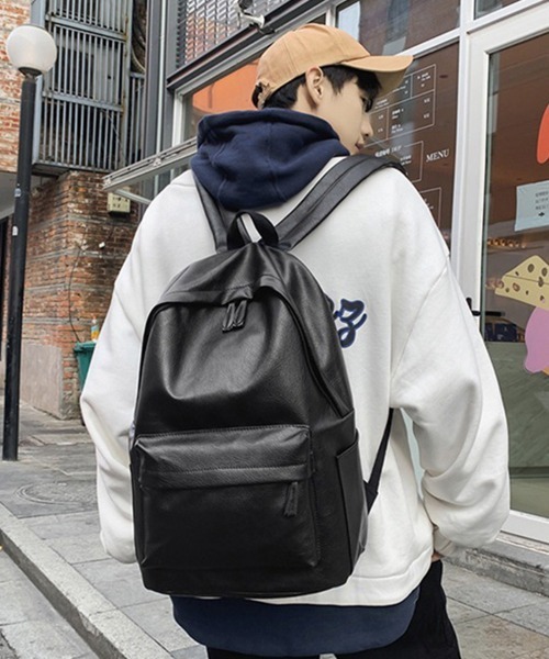 Miniministore(ミニミニストア)の「PUレザー リュックサック大容量男女兼用(バックパック/リュック・レディース・ピンク/ブラック/ブルー/グレー/アイボリー/オリーブ・FREE)」の8枚目の写真
