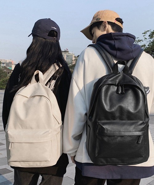 Miniministore(ミニミニストア)の「PUレザー リュックサック大容量男女兼用(バックパック/リュック・レディース・ピンク/ブラック/ブルー/グレー/アイボリー/オリーブ・FREE)」の9枚目の写真