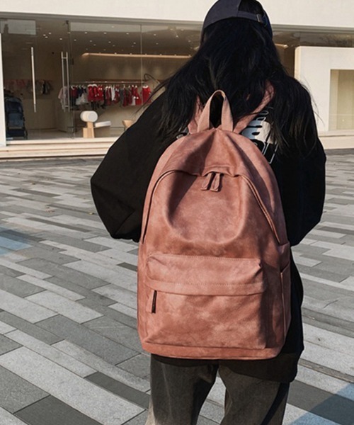 Miniministore(ミニミニストア)の「PUレザー リュックサック大容量男女兼用(バックパック/リュック・レディース・ピンク/ブラック/ブルー/グレー/アイボリー/オリーブ・FREE)」の12枚目の写真