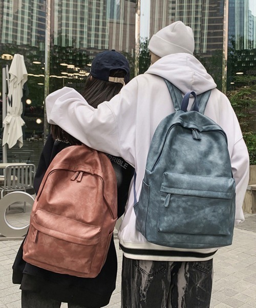 Miniministore(ミニミニストア)の「PUレザー リュックサック大容量男女兼用(バックパック/リュック・レディース・ピンク/ブラック/ブルー/グレー/アイボリー/オリーブ・FREE)」の13枚目の写真