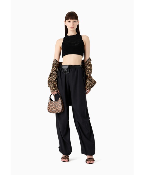 EMPORIO ARMANI(エンポリオアルマーニ)の「【エンポリオ アルマーニ】Emporio Armani Sustainability Values Capsule Collection クロップドトップス ビスコース混紡オープンワークニット(ニット/セーター・レディース・ブラック・SMALL/MEDIUM/X-SMALL)」の5枚目の写真