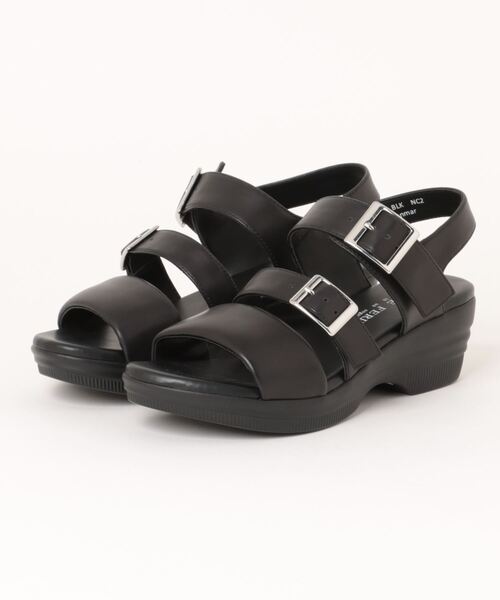 Piedi Nudi(ピエディヌーディ)の「本革 厚底 ワイドベルト サンダル(サンダル・レディース・ブラック/シルバー/ダークブラウン・35/36/37/38/39)」の2枚目の写真