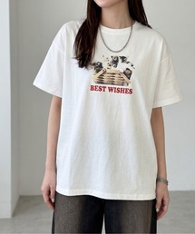 箔&カラープリントコットンオーバーサイズTシャツ