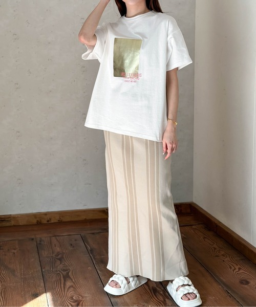 Per sist ence(パーシエンス)の「箔&カラープリントコットンオーバーサイズTシャツ(Tシャツ/カットソー・レディース・C/D/E/F/A/H/J/B/G/I・FREE)」の14枚目の写真
