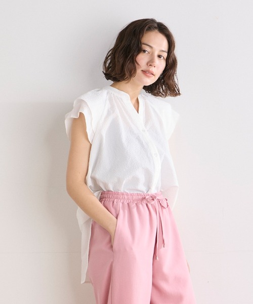 INED CLARO（イネドクラロ）の「カラミタンブラー2WAYブラウス（シャツ/ブラウス・レディース・イエロー/オフホワイト/サックスブルー/ブラック・フリー）」の2枚目の写真