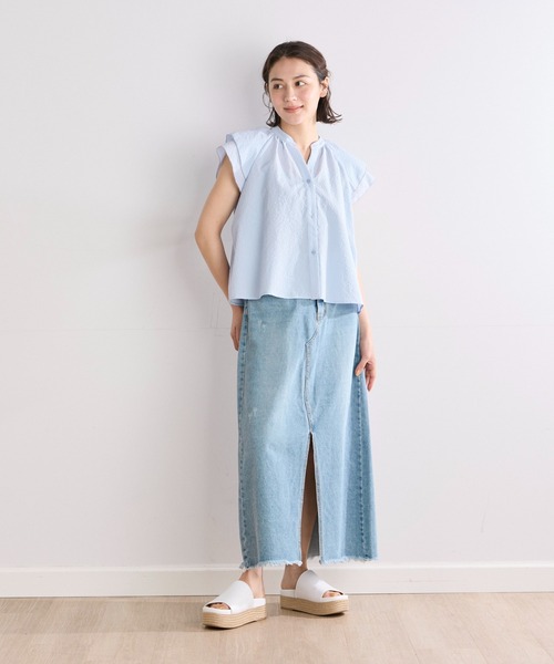 INED CLARO（イネドクラロ）の「カラミタンブラー2WAYブラウス（シャツ/ブラウス・レディース・イエロー/オフホワイト/サックスブルー/ブラック・フリー）」の6枚目の写真