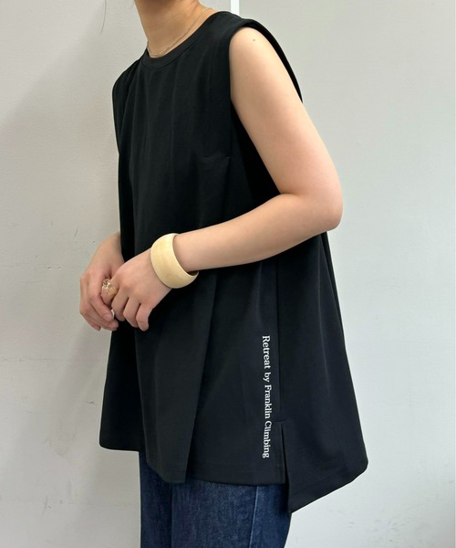 Franklin Climbing(フランクリンクライミング)の「【Retreat】タックノースリーブTee(Tシャツ/カットソー・レディース・ブラック/オフホワイト/スカイブルー・ONE SIZE)」の3枚目の写真