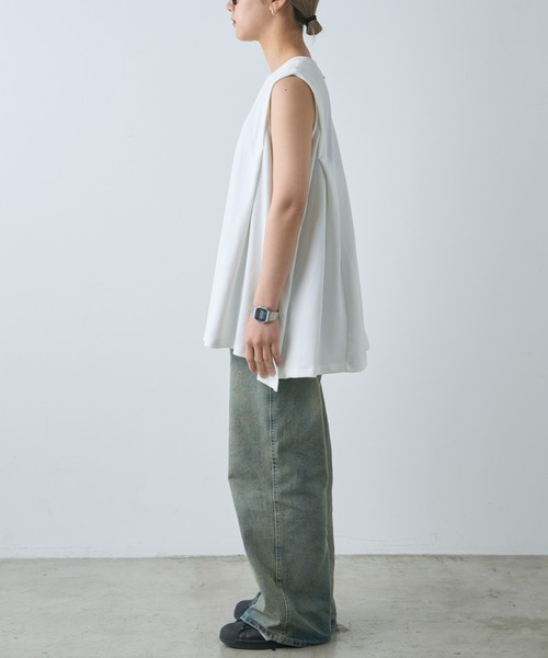 Franklin Climbing(フランクリンクライミング)の「【Retreat】タックノースリーブTee(Tシャツ/カットソー・レディース・ブラック/オフホワイト/スカイブルー・ONE SIZE)」の18枚目の写真