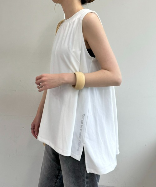 Franklin Climbing(フランクリンクライミング)の「【Retreat】タックノースリーブTee(Tシャツ/カットソー・レディース・ブラック/オフホワイト/スカイブルー・ONE SIZE)」の4枚目の写真