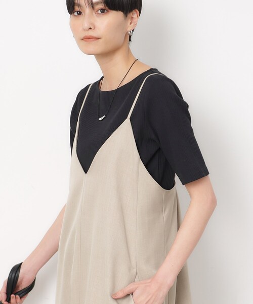 OPAQUE.CLIP（オペークドットクリップ）の「◆GIZAコットンリブ ボートネックカットソー（Tシャツ/カットソー・レディース・ライトベージュ/ブラック/ホワイト/ホワイト系3・36/34/42/40/38）」の3枚目の写真