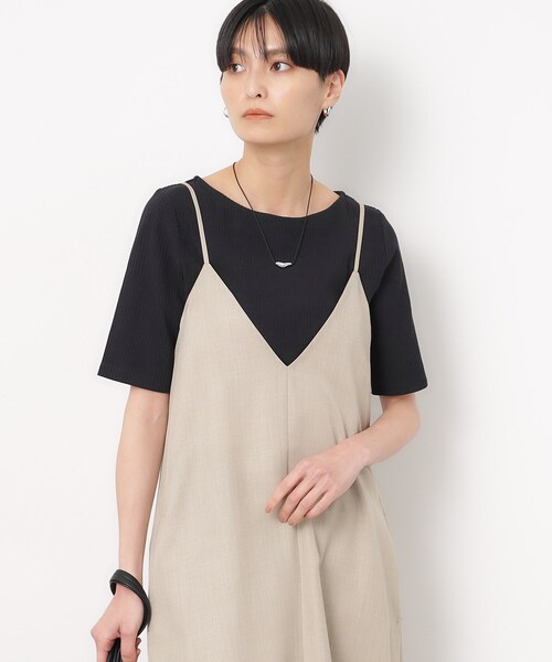 OPAQUE.CLIP（オペークドットクリップ）の「◆GIZAコットンリブ ボートネックカットソー（Tシャツ/カットソー・レディース・ライトベージュ/ブラック/ホワイト/ホワイト系3・36/34/42/40/38）」の9枚目の写真