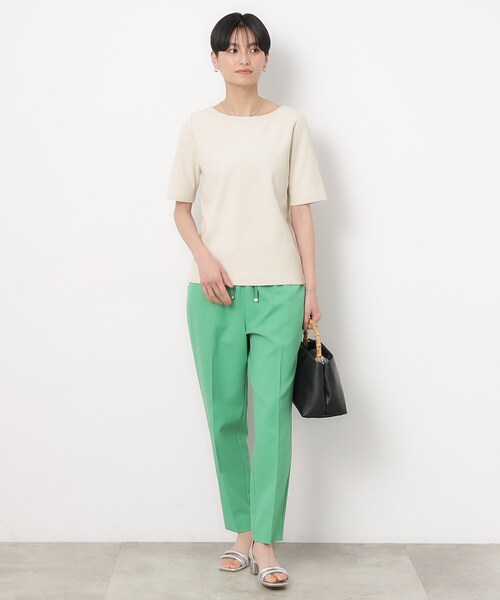 OPAQUE.CLIP（オペークドットクリップ）の「◆GIZAコットンリブ ボートネックカットソー（Tシャツ/カットソー・レディース・ライトベージュ/ブラック/ホワイト/ホワイト系3・36/34/42/40/38）」の14枚目の写真