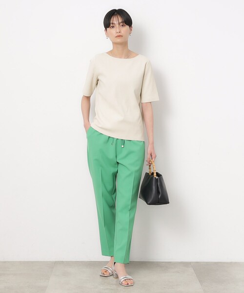 OPAQUE.CLIP（オペークドットクリップ）の「◆GIZAコットンリブ ボートネックカットソー（Tシャツ/カットソー・レディース・ライトベージュ/ブラック/ホワイト/ホワイト系3・36/34/42/40/38）」の15枚目の写真