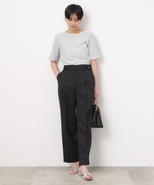 OPAQUE.CLIP（オペークドットクリップ）の「◆GIZAコットンリブ ボートネックカットソー（Tシャツ/カットソー・レディース・ライトベージュ/ブラック/ホワイト/ホワイト系3・36/34/42/40/38）」の18枚目の写真