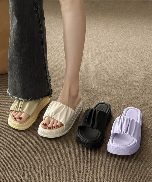 Miniministore(ミニミニストア)の「厚底サンダル ミュールサンダル 美脚 夏(サンダル・レディース・ラベンダー/ブラック/ベージュ/アイボリー・22.5cm/24.5cm/23.5cm/24.0cm/23.0cm/25.0cm)」の12枚目の写真