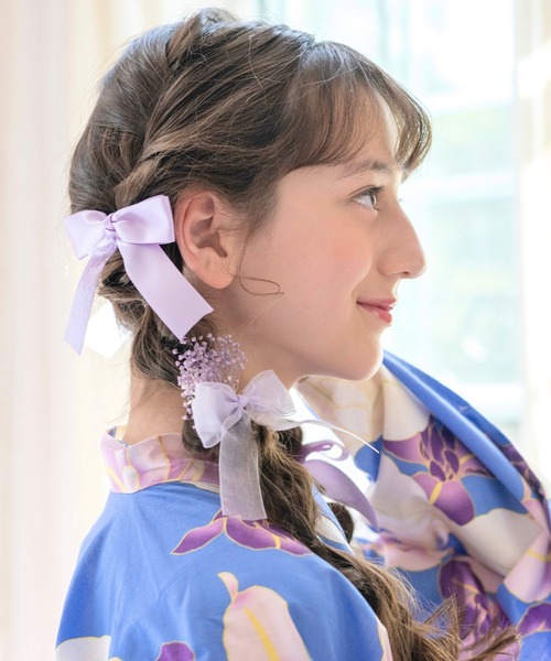 セール】リボン＆フラワー Uピン 6本セット（ヘアピン