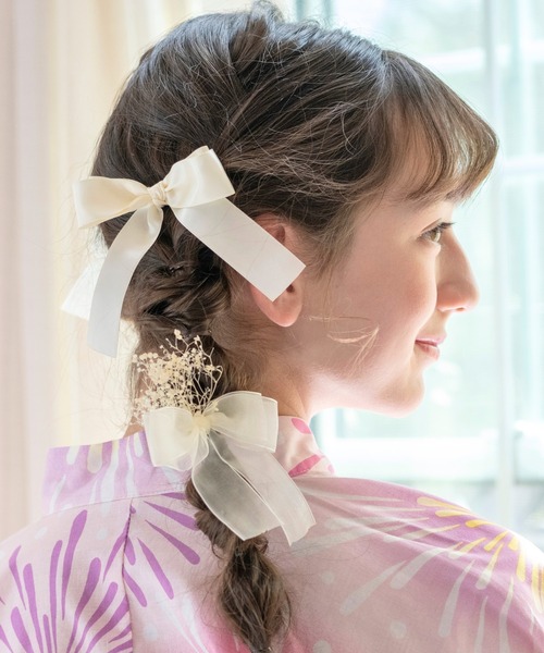 セール】リボン＆フラワー Uピン 6本セット（ヘアピン