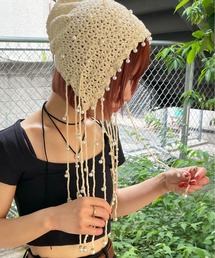 HIKA | 【HIKA】パール付きタッセルCAP(ニットキャップ/ビーニー)