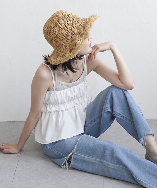 VENCEEXCHANGE(ヴァンスエクスチェンジ)の「リボンギャザーキャミソール(キャミソール・レディース・ホワイト/ブラック・FREE)」の13枚目の写真