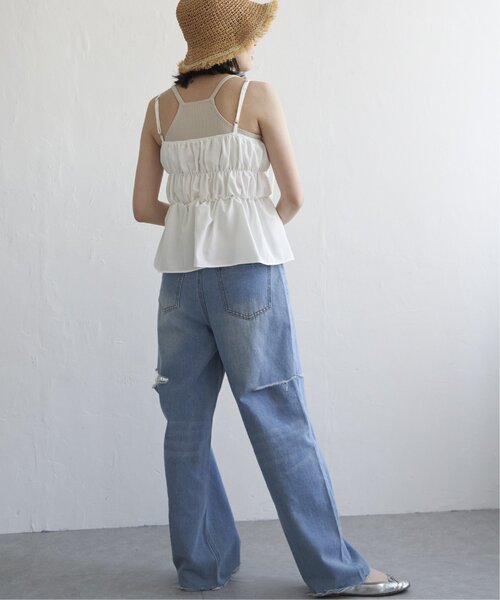 VENCEEXCHANGE(ヴァンスエクスチェンジ)の「リボンギャザーキャミソール(キャミソール・レディース・ホワイト/ブラック・FREE)」の15枚目の写真