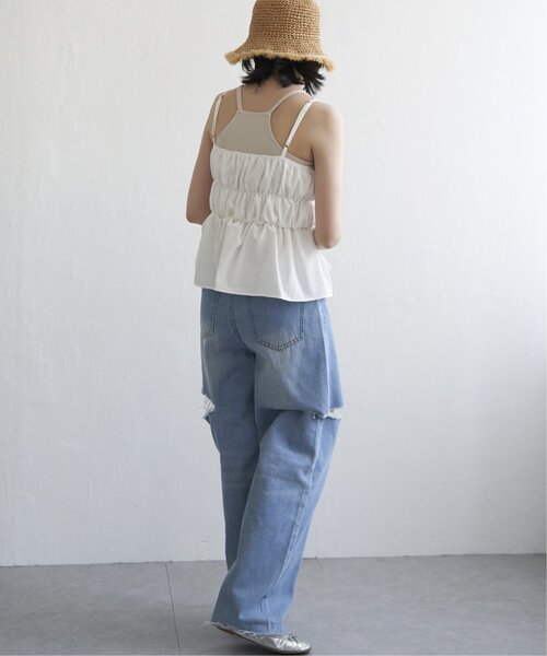 VENCEEXCHANGE(ヴァンスエクスチェンジ)の「リボンギャザーキャミソール(キャミソール・レディース・ホワイト/ブラック・FREE)」の16枚目の写真