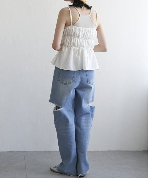 VENCEEXCHANGE(ヴァンスエクスチェンジ)の「リボンギャザーキャミソール(キャミソール・レディース・ホワイト/ブラック・FREE)」の17枚目の写真