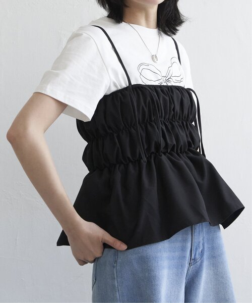 VENCEEXCHANGE(ヴァンスエクスチェンジ)の「リボンギャザーキャミソール(キャミソール・レディース・ホワイト/ブラック・FREE)」の19枚目の写真