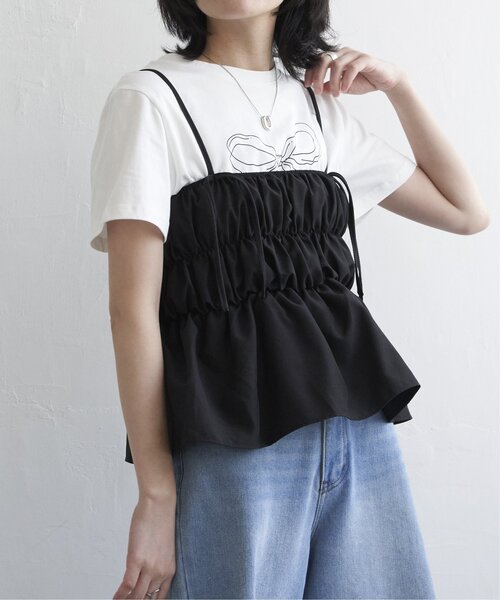 VENCEEXCHANGE(ヴァンスエクスチェンジ)の「リボンギャザーキャミソール(キャミソール・レディース・ホワイト/ブラック・FREE)」の22枚目の写真