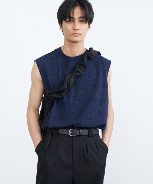 SINSS（シンス）の「Loose fit no-sleeve / ルーズフィットノースリーブ（タンクトップ・メンズ・ネイビー/ホワイト/ブラック・SMALL/MEDIUM/LARGE）」の3枚目の写真