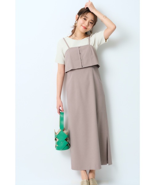 1】JUSGLITTY インナーキャミ付シャツワンピ ジャスグリッティー