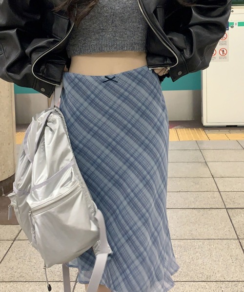 HALEY PESCA(ヘーリーペスカ)の「HALEY PESCA/チェックミディスカート(スカート・レディース・グレー/アイボリー・SMALL/MEDIUM)」の6枚目の写真
