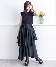 clear | [2点SET]ニットベスト+ランダムティアードキャミワンピースセット≪2024SS新作≫(ワンピース)