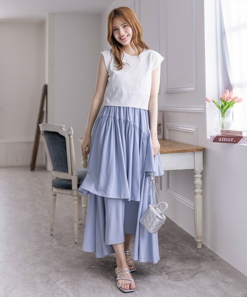 clear（クリア）の「[2点SET]ニットベスト+ランダムティアードキャミワンピースセット≪2024SS新作≫（ワンピース・レディース・ブラック/サックスブルー・F）」の18枚目の写真