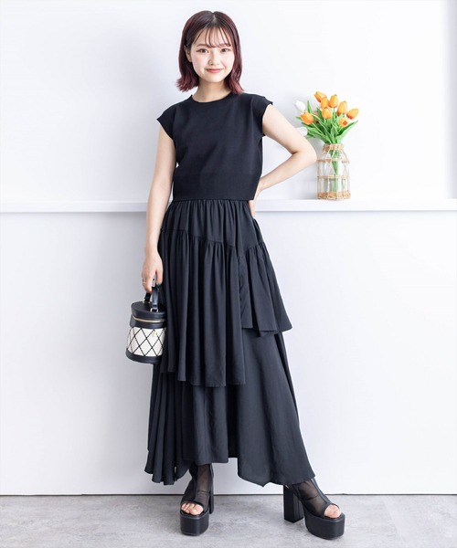 clear（クリア）の「[2点SET]ニットベスト+ランダムティアードキャミワンピースセット≪2024SS新作≫（ワンピース・レディース・ブラック/サックスブルー・F）」の19枚目の写真