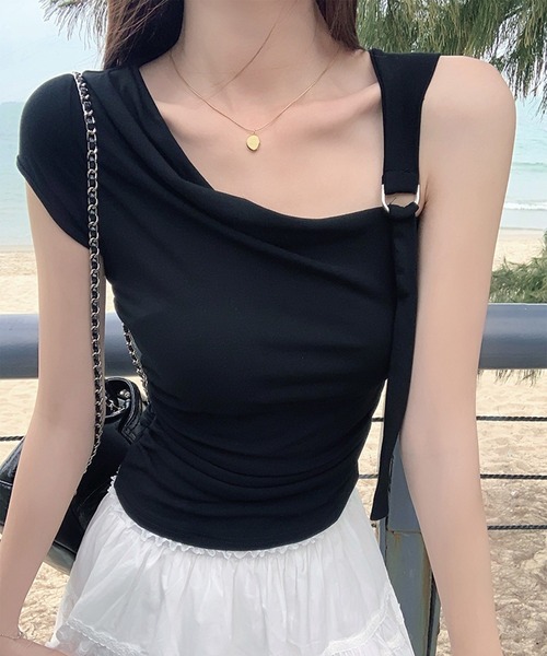セール】ロングベルトワンショルダートップス（Tシャツ