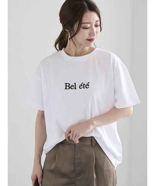 Te chichi(テチチ)の「ロゴウレタン刺繍Tシャツ(Tシャツ/カットソー・レディース・オフホワイト/チャコールグレー/ホワイト・F)」の2枚目の写真